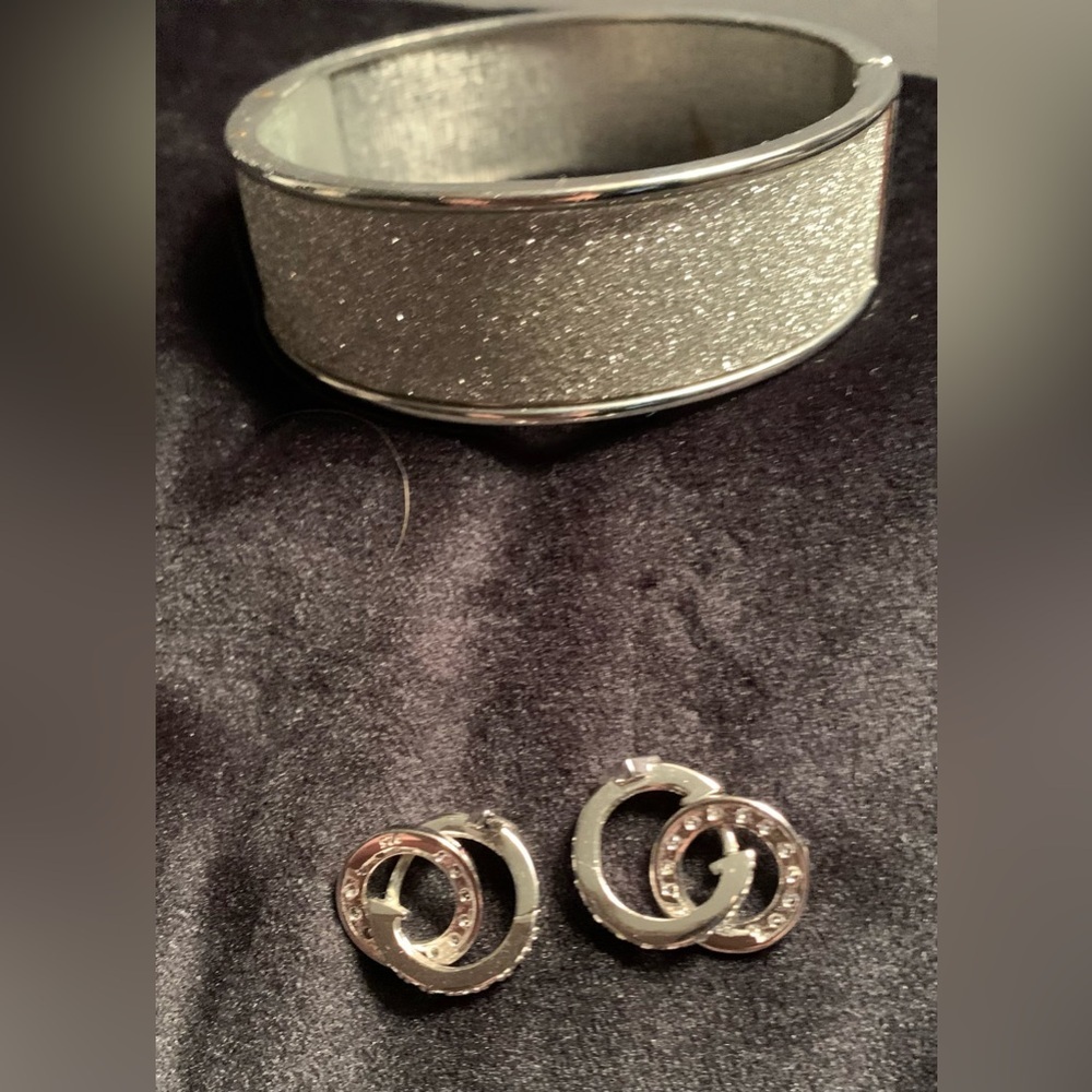 Jewelled Bracelet and Double Ring Earring Set